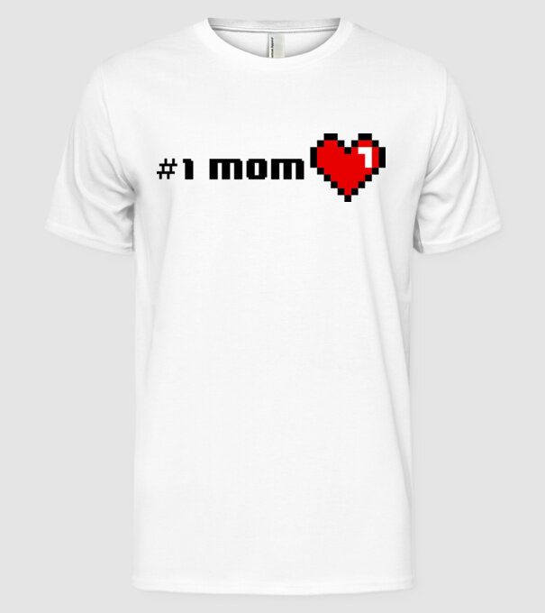 8bit mom number one model alb pe tricou
