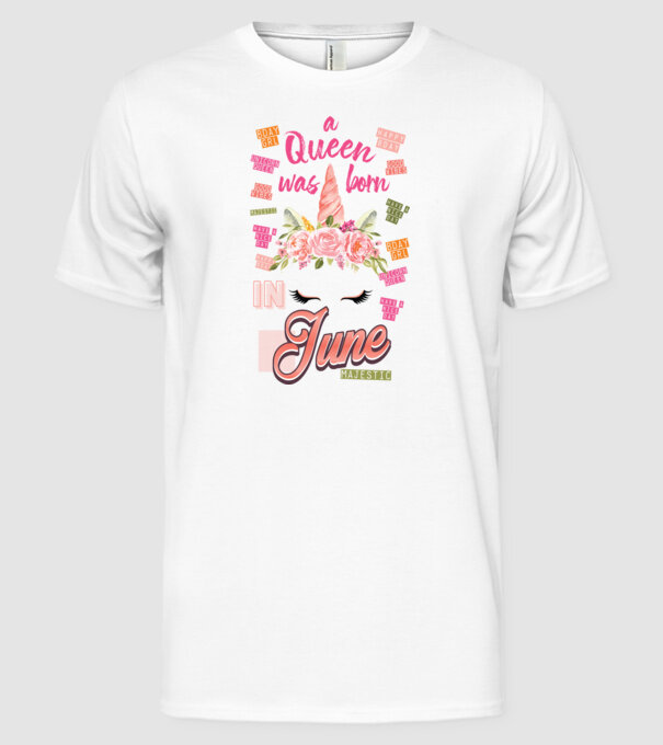 A queen was born in JÚNIUS model alb pe tricou
