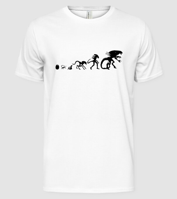 Evoluție Alien model alb pe tricou