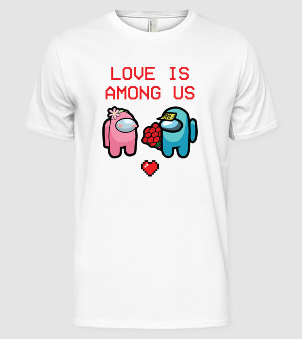 Among us love model alb pe tricou