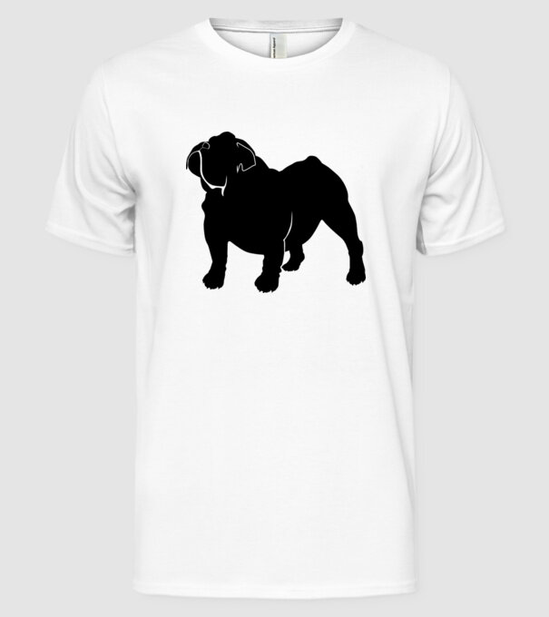 Bulldog englezesc model alb pe tricou