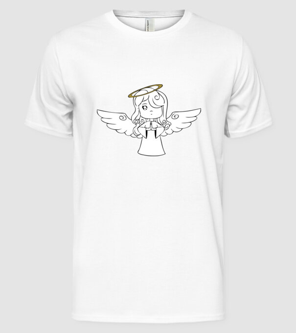 Îngeraș model alb pe tricou