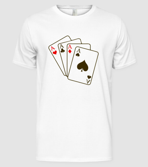 Ași model alb pe tricou