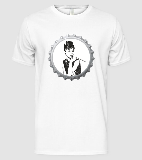 Audrey model alb pe tricou