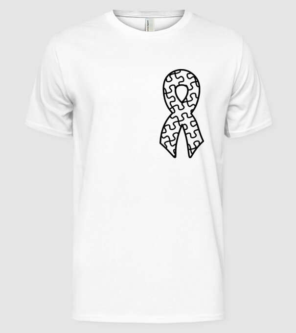 Panglică Ziua Mondială a Autismului model alb pe tricou