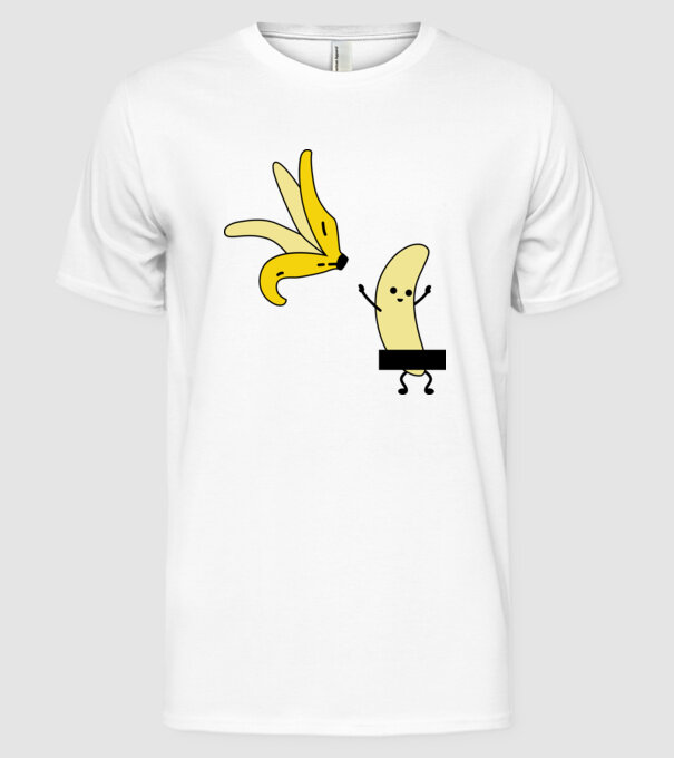 Cuplu Banană băiat model alb pe tricou