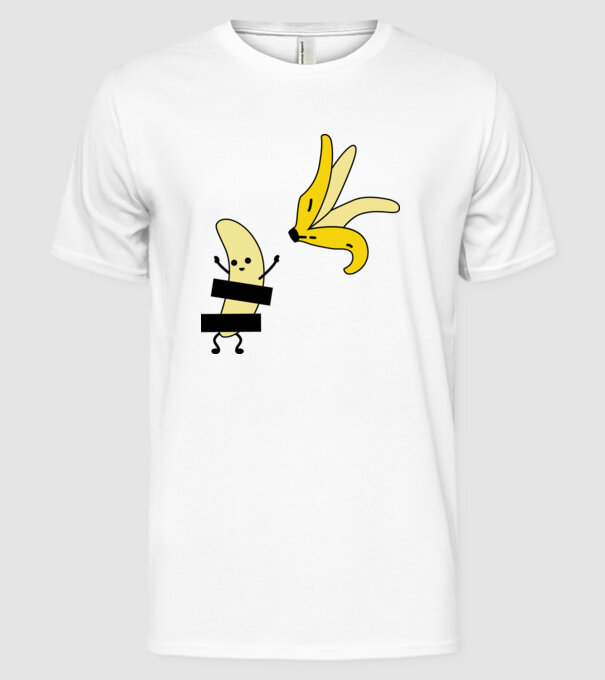 Cuplu Banană fată model alb pe tricou