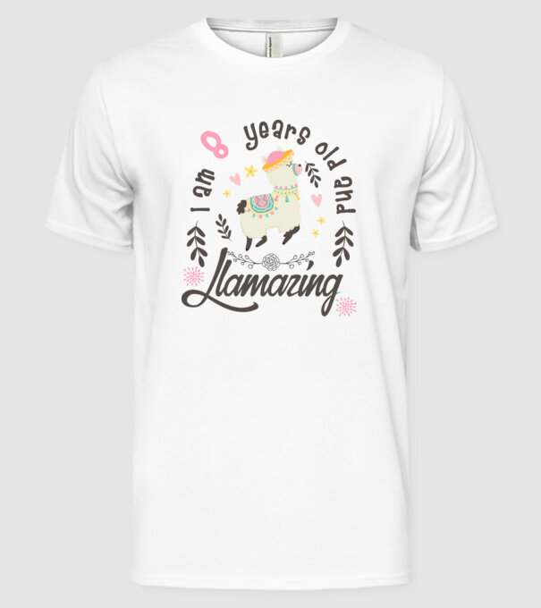 Birthday Llamazing 8 years old model alb pe tricou