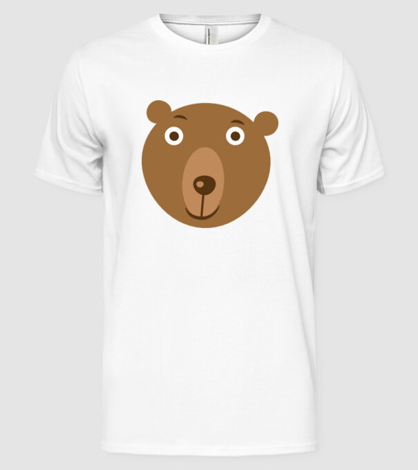 Bear Face model alb pe tricou