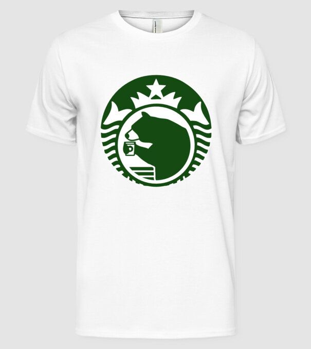 Bear Bucks model alb pe tricou