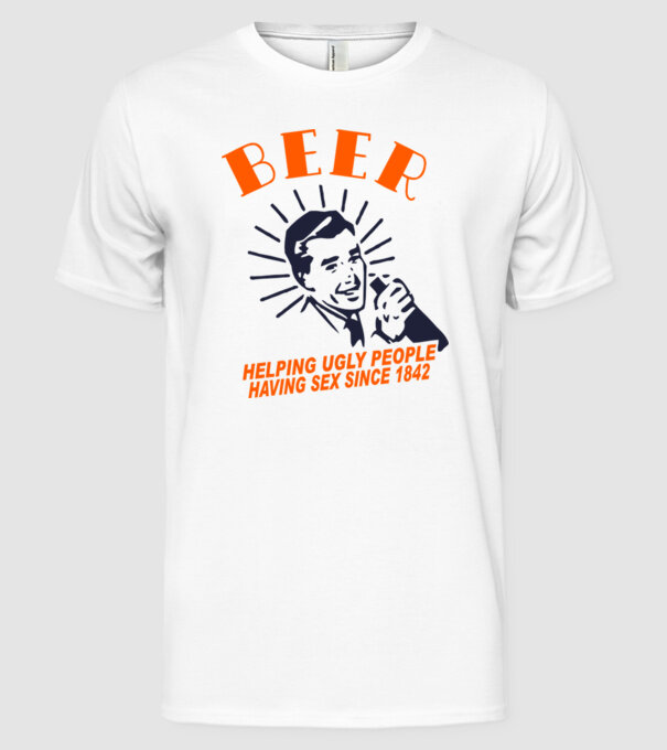 beeer model alb pe tricou