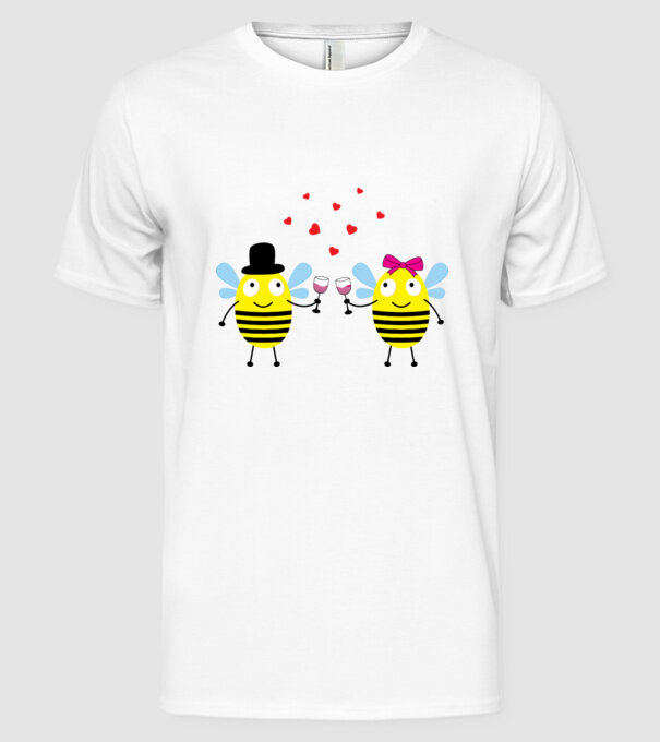 Bee Love model alb pe tricou