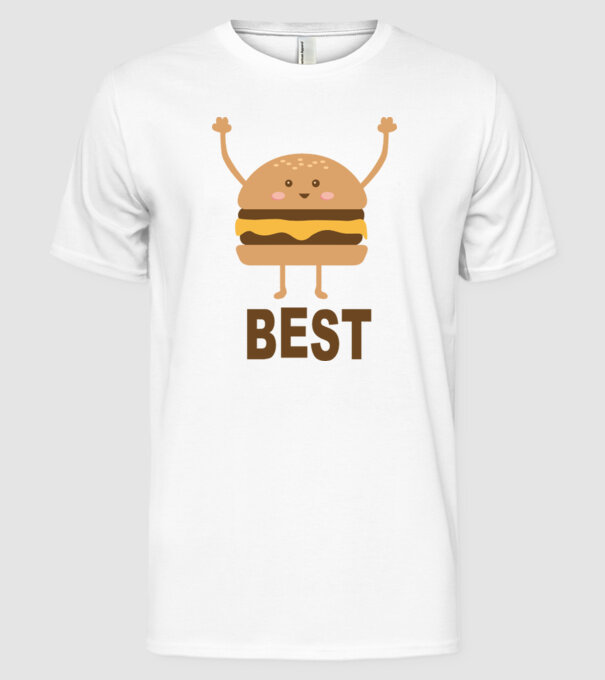 Best hamburger model alb pe tricou
