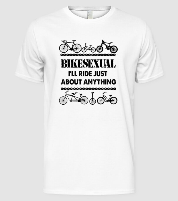 Bikesexual model alb pe tricou