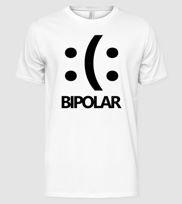 Bipolar model alb pe tricou