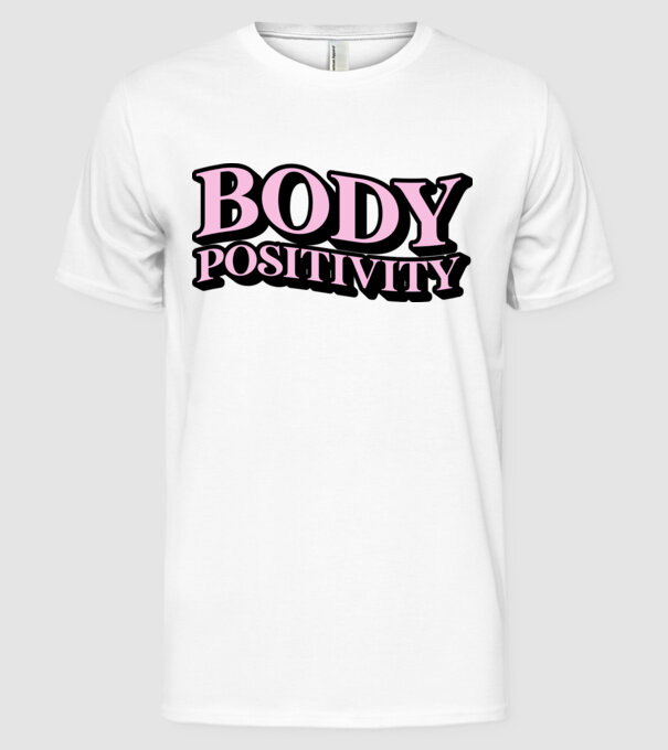 BodyPositivity model alb pe tricou