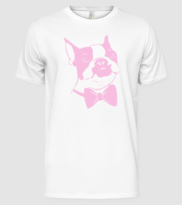 Boston Terrier model alb pe tricou