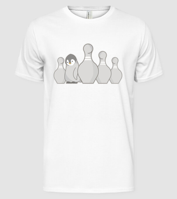 Bowling pinguin model alb pe tricou