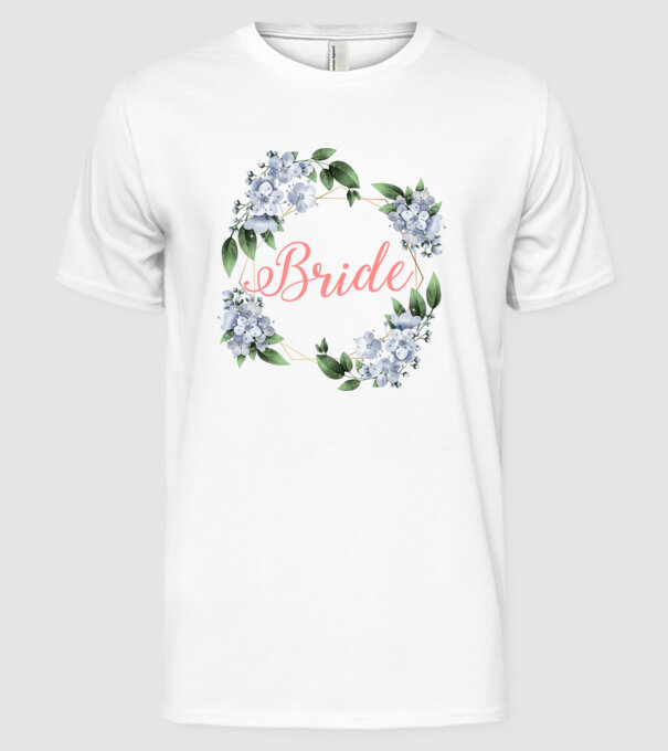 BRIDE blue floral model alb pe tricou