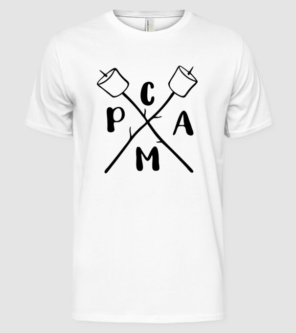 Camp marshmallow model alb pe tricou