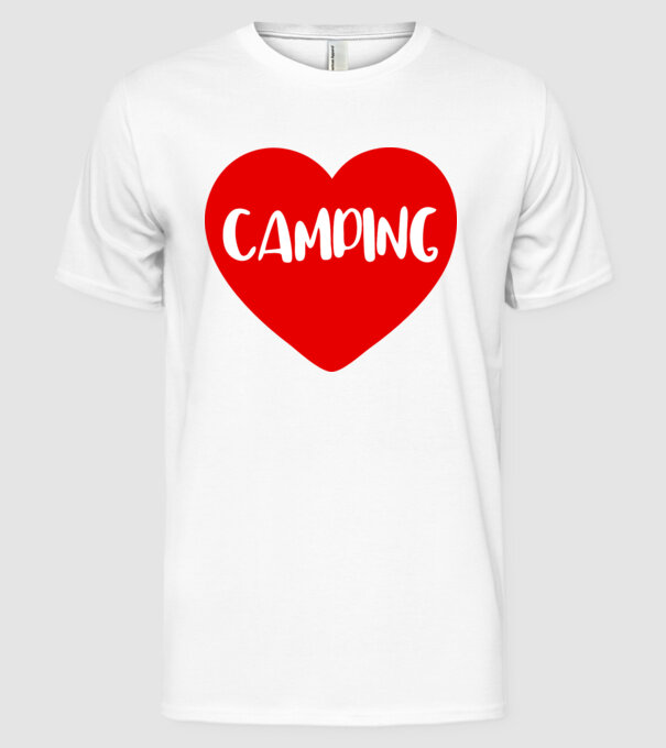 Camping heart model alb pe tricou