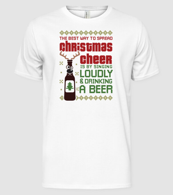 Christmas cheer beer pulovăr urât model alb pe tricou