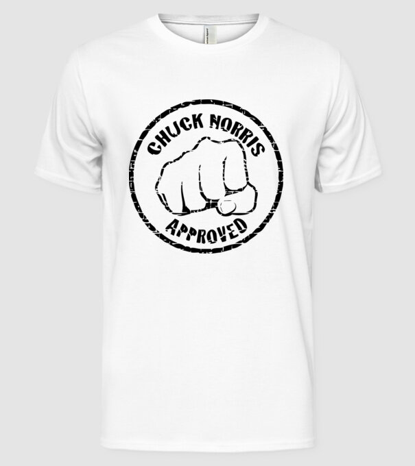 Chuck Norris Approved model alb pe tricou