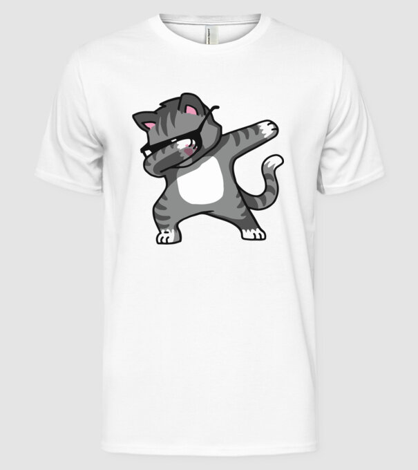 Pisică DAB model alb pe tricou