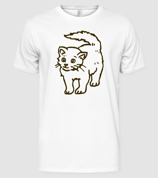 Pisică model alb pe tricou