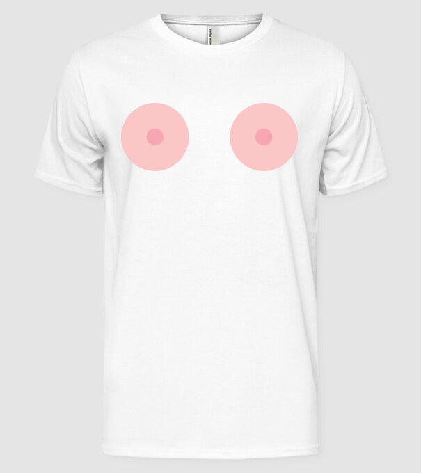 Țâțe model alb pe tricou