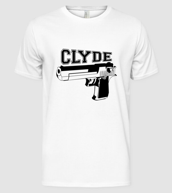 Clyde model alb pe tricou