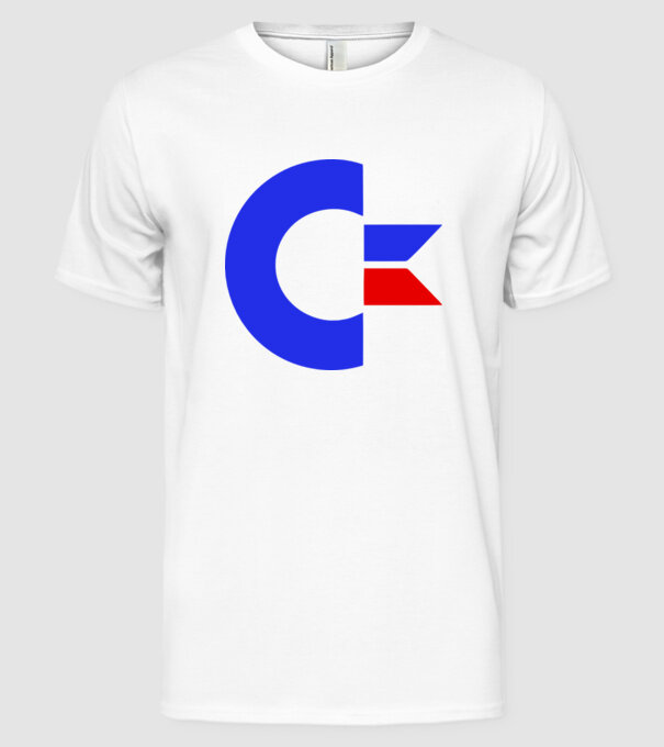 Logo Commodore model alb pe tricou