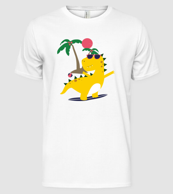 dinozaur drăguț vară model alb pe tricou
