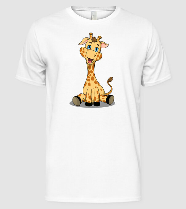 Cute giraffe model alb pe tricou