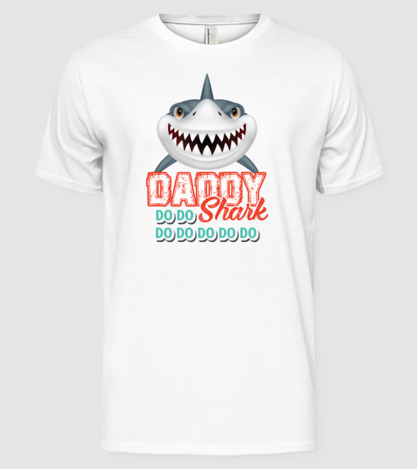 Daddy shark model alb pe tricou