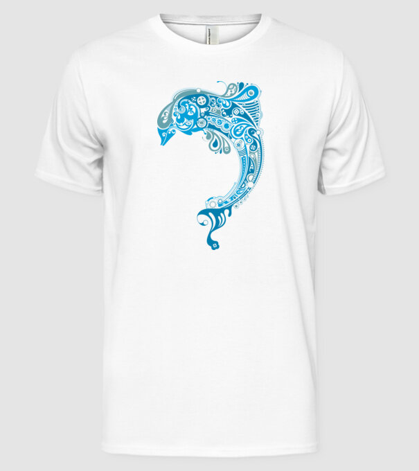 delfin model alb pe tricou