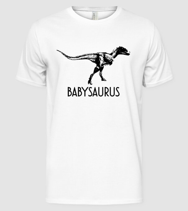 Familia de dinozauri Babysaurus model alb pe tricou
