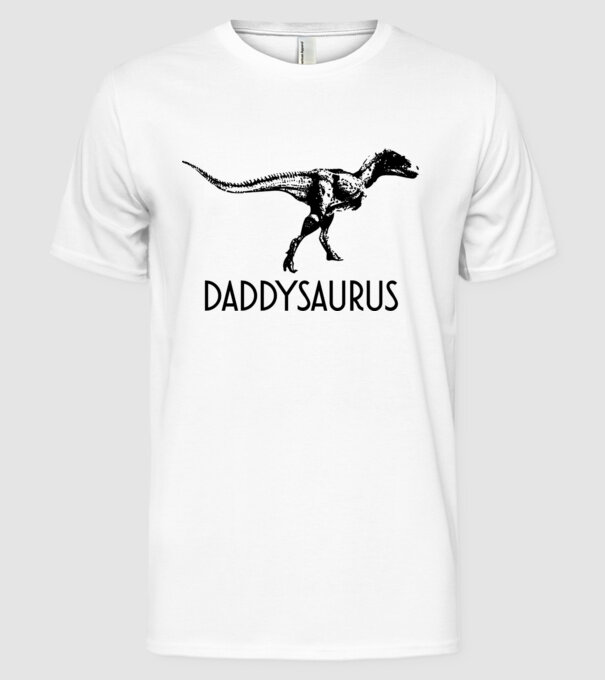 Familia de dinozauri Daddysaurus model alb pe tricou