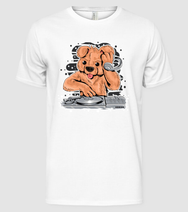 Urs Dj model alb pe tricou