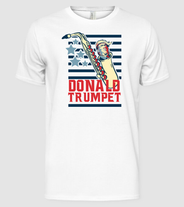 donald trumpet yoh model alb pe tricou