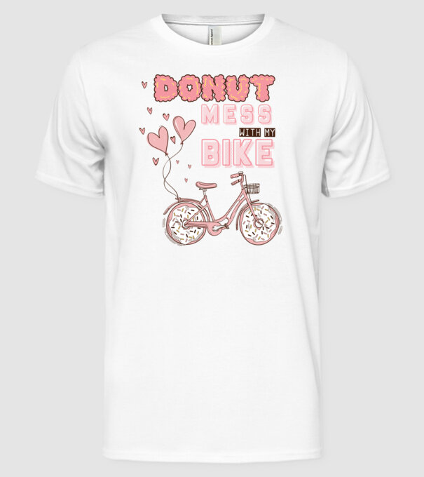 Donut mess with my bike model alb pe tricou