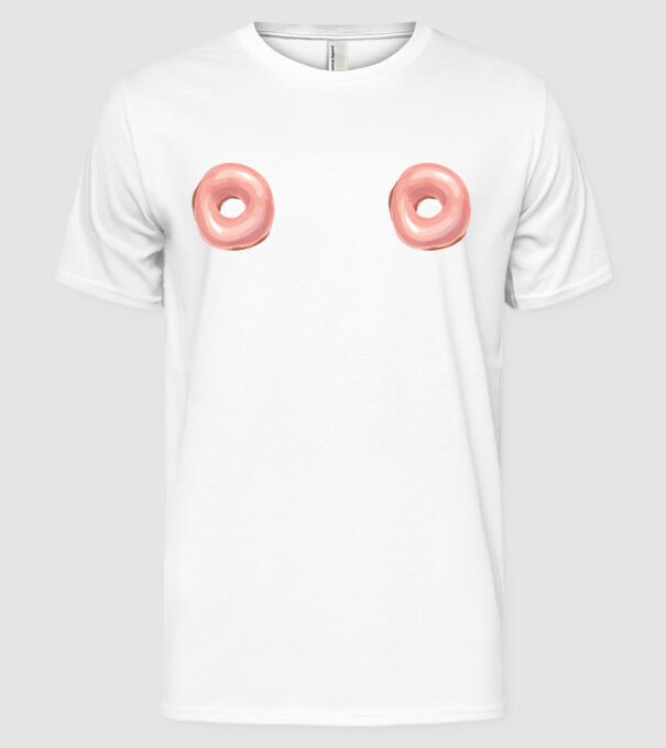 Donut titties model alb pe tricou