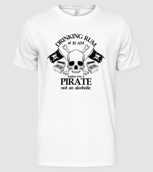 Drinking rum model alb pe tricou