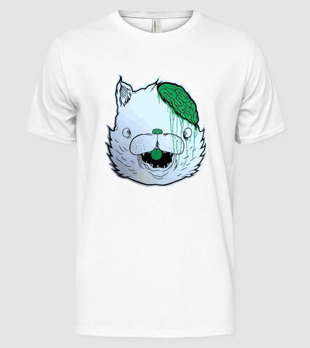 Dropdead! Cat model alb pe tricou