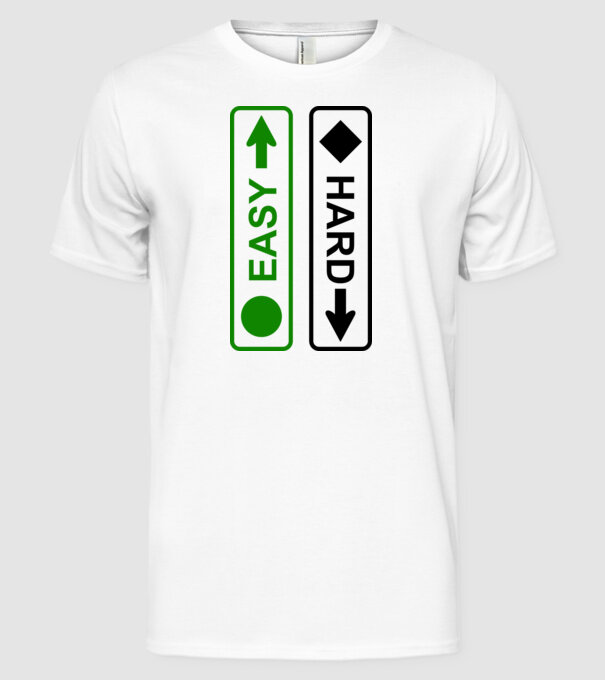 Easy - Hard model alb pe tricou