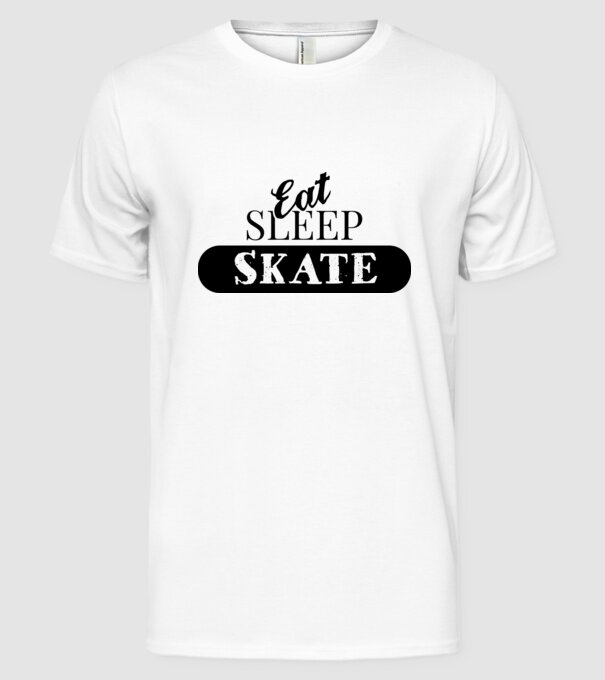 eat sleep skate model alb pe tricou