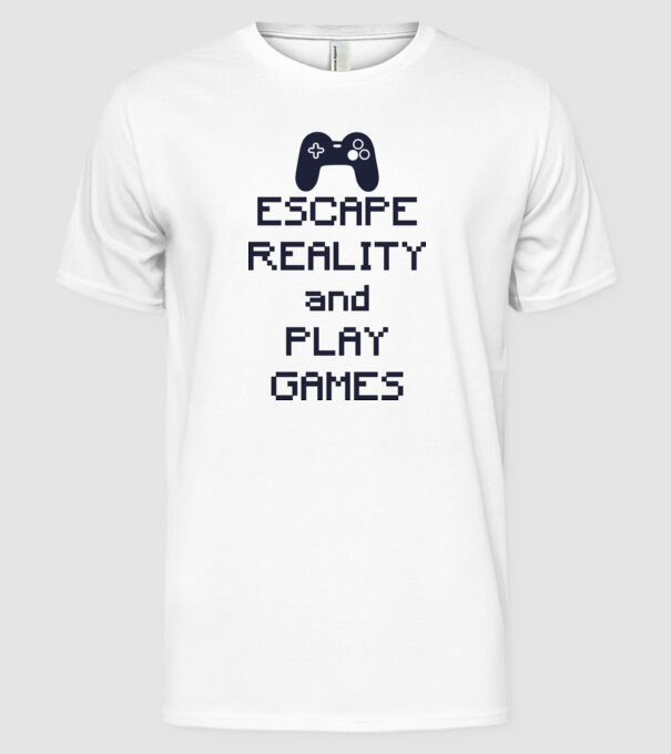 Escape reality model alb pe tricou