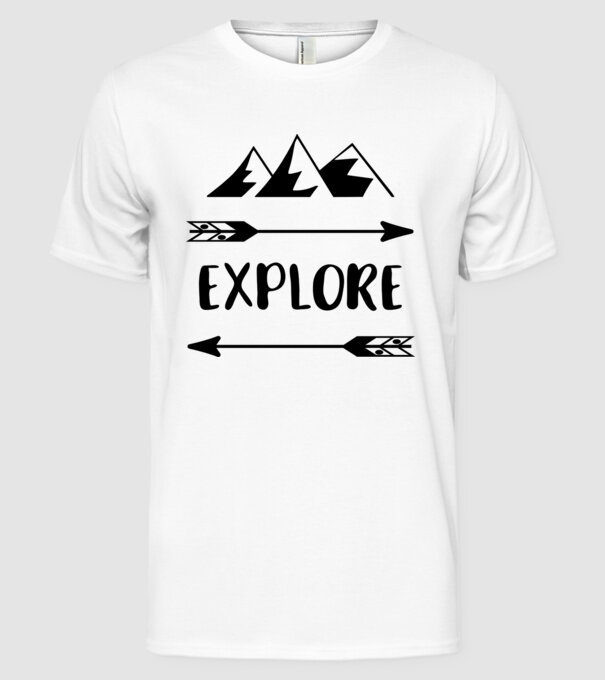 Explore mountains model alb pe tricou