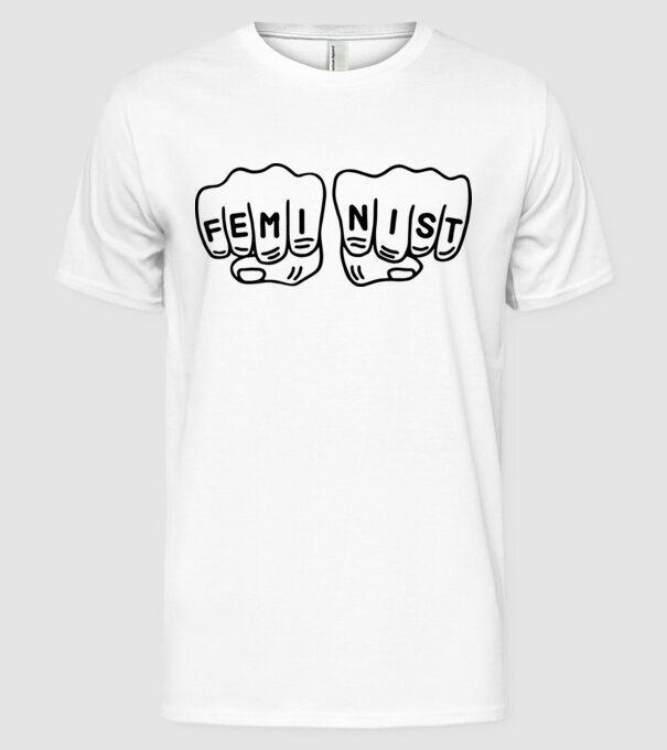 Feminist model alb pe tricou
