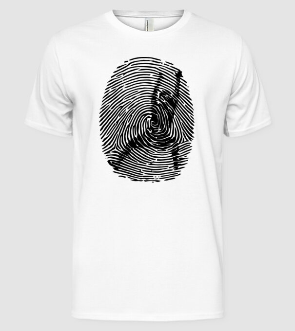 fingerprint model alb pe tricou